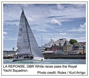 LA REPONSE GBR White races pass the Royal Yacht Squadron, Photo credit: Rolex / Kurt Arrigo
